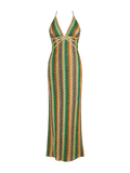 Jade-Wave Mesh Gown