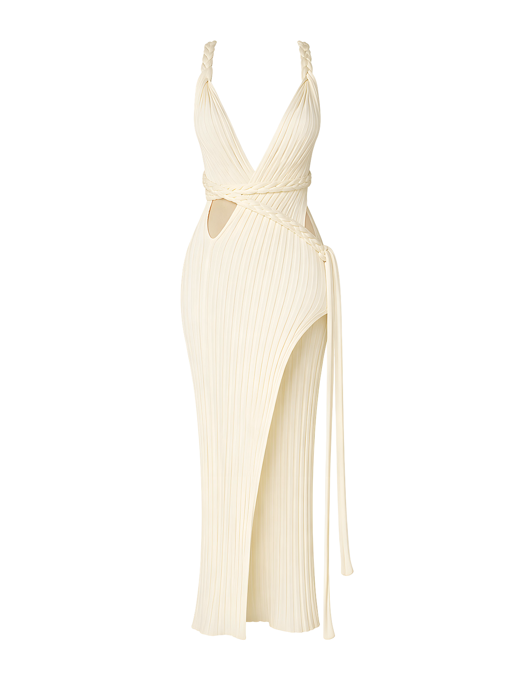 Chloe-Braided Slit Dress