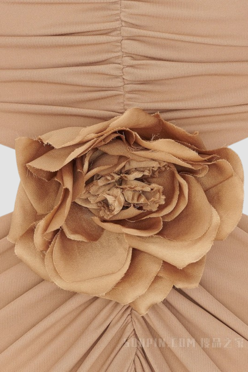 Tibera Floral Cutout Ruched Maxi Dress - Beige