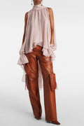 Mistee Asymmetric Slit-sleeve Blouse - Pink