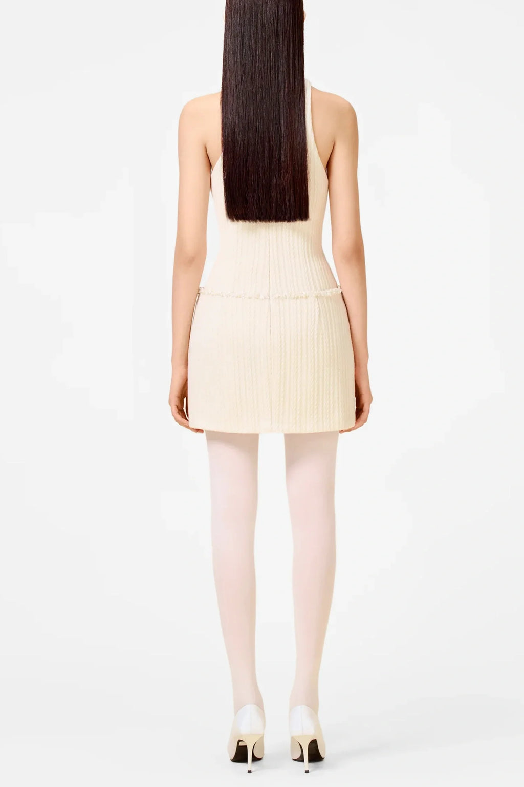 Abene Sleeveless Beaded Embellished  Knit Mini Dress