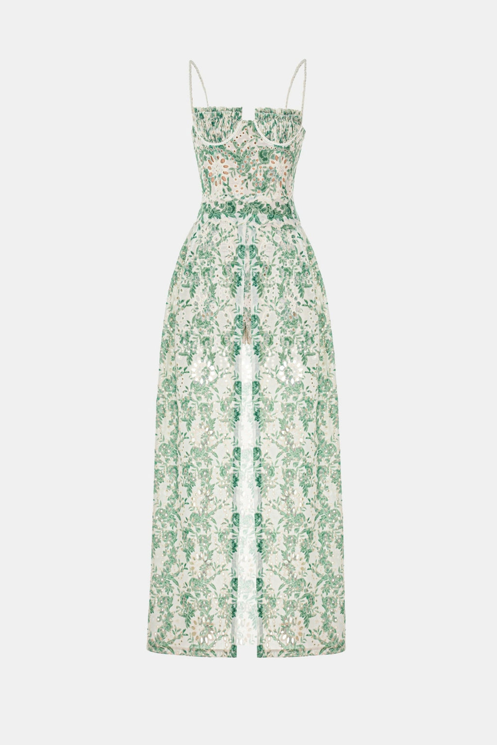 Abetzi Floral Embroidered Shorts & Maxi Dress Set - Green