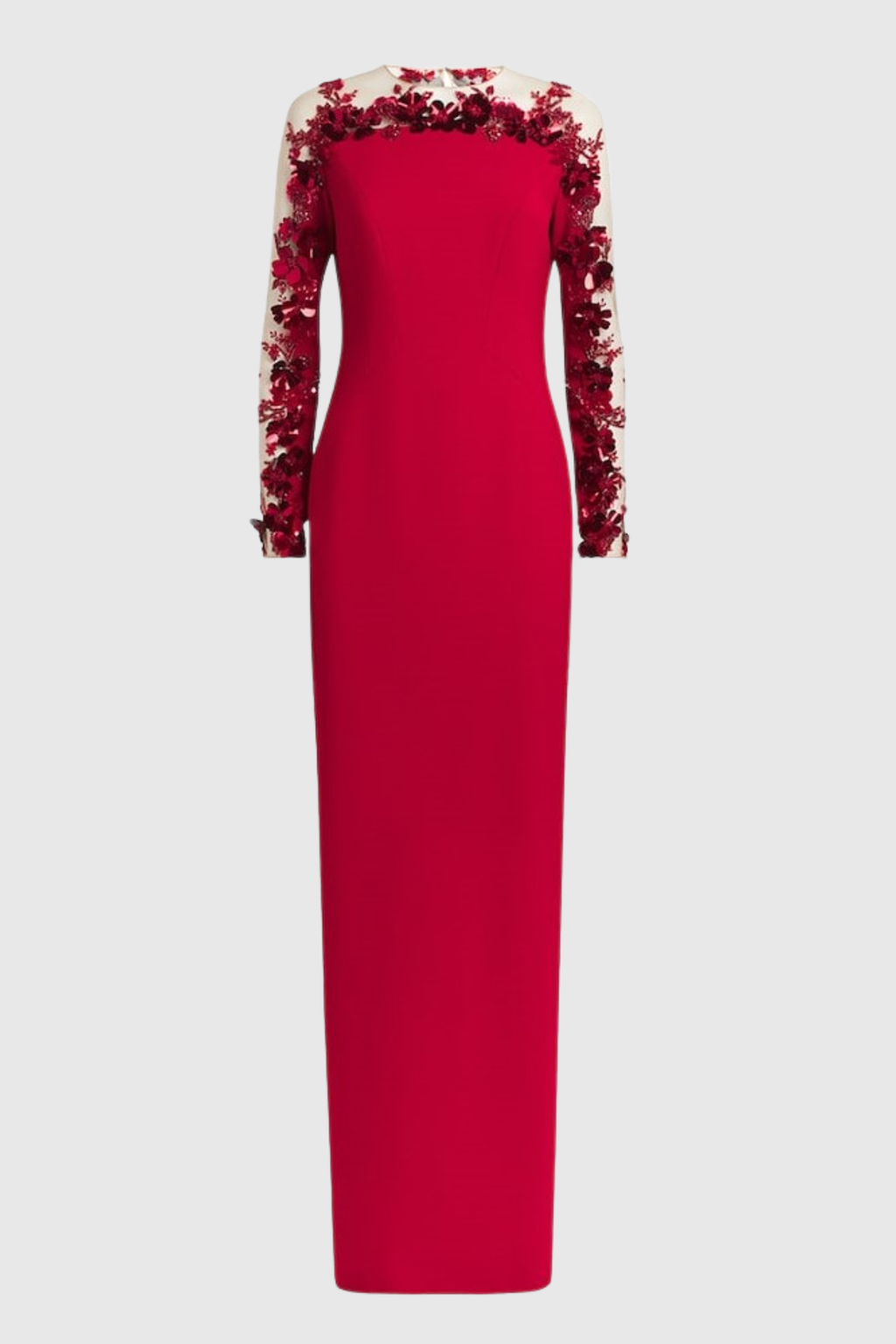 Aceran Floral Sequin Embellished Maxi Dress - Red
