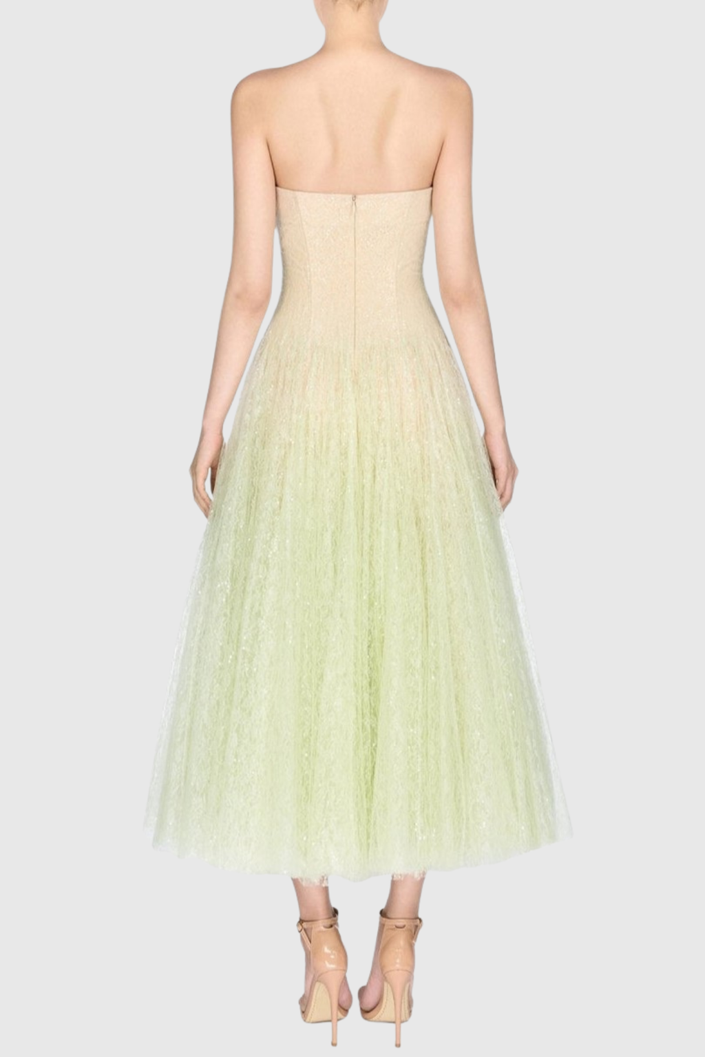 Acer Strapless Lace Corset Midi Dress - Mint