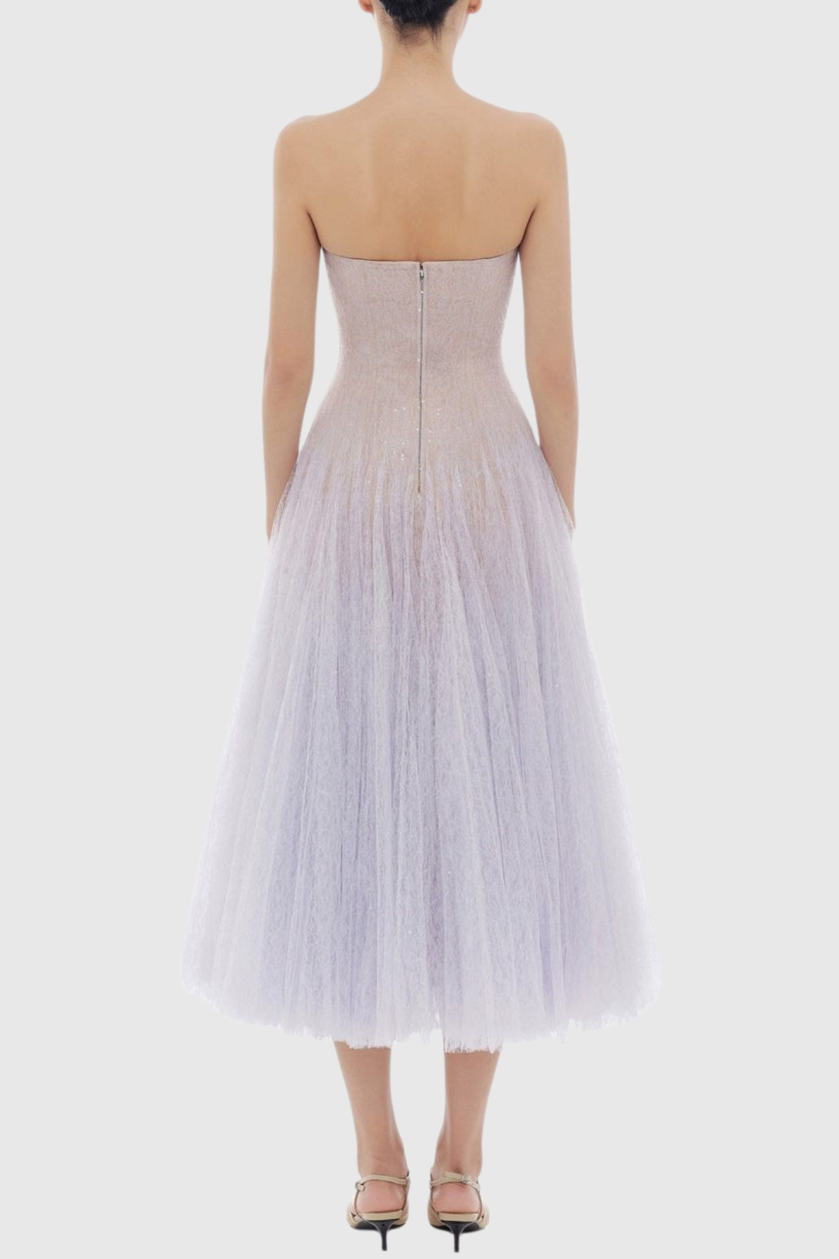 Acer Strapless Lace Corset Midi Dress - Purple