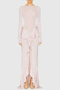 Adhara Ruffle Split Maxi Dress - Pink