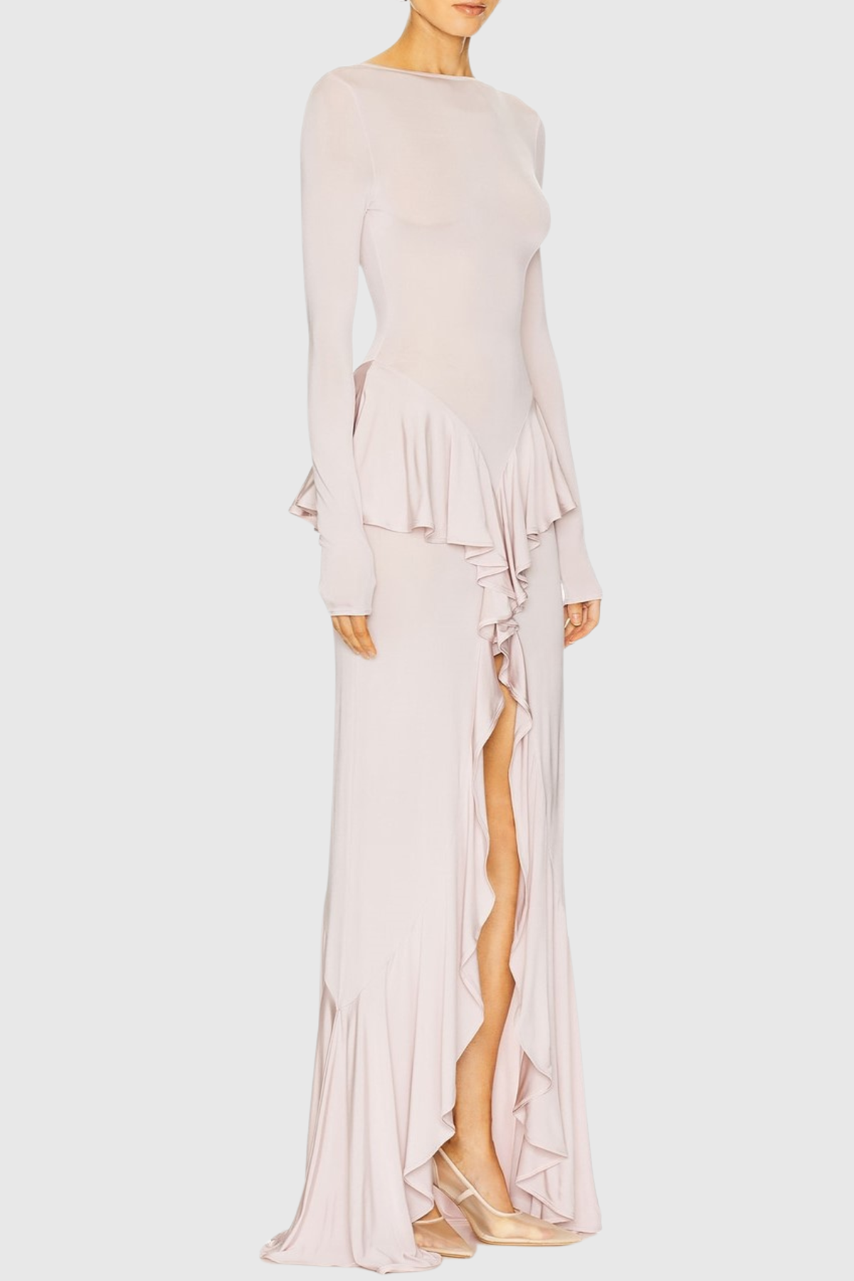 Adhara Ruffle Split Maxi Dress - Pink