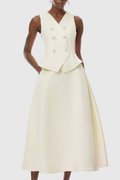 Adrien Crystal Embellished Vest & Midi Skirt Set - Beige