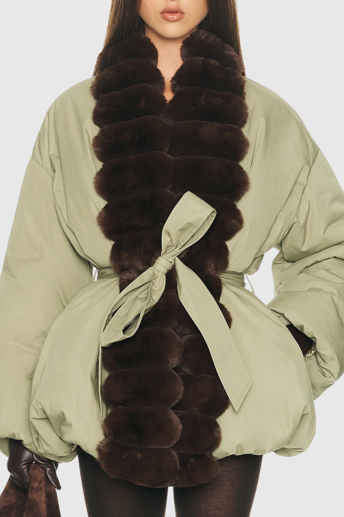 Aelano Faux Fur Collar Coat