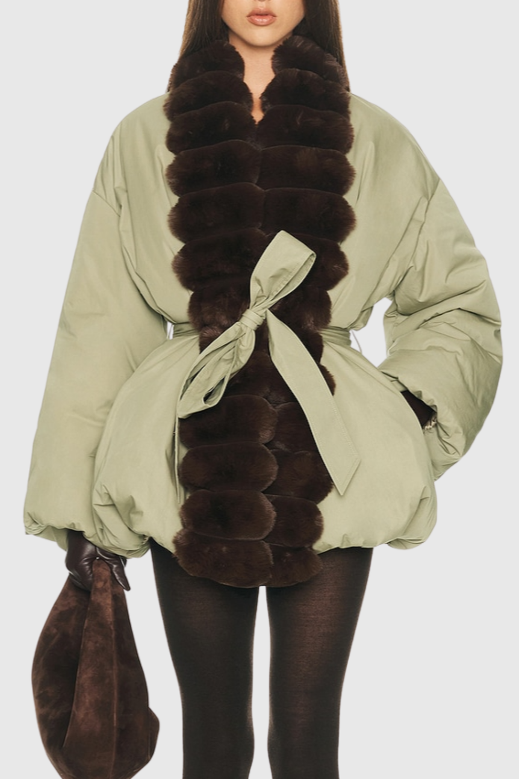 Aelano Faux Fur Collar Coat