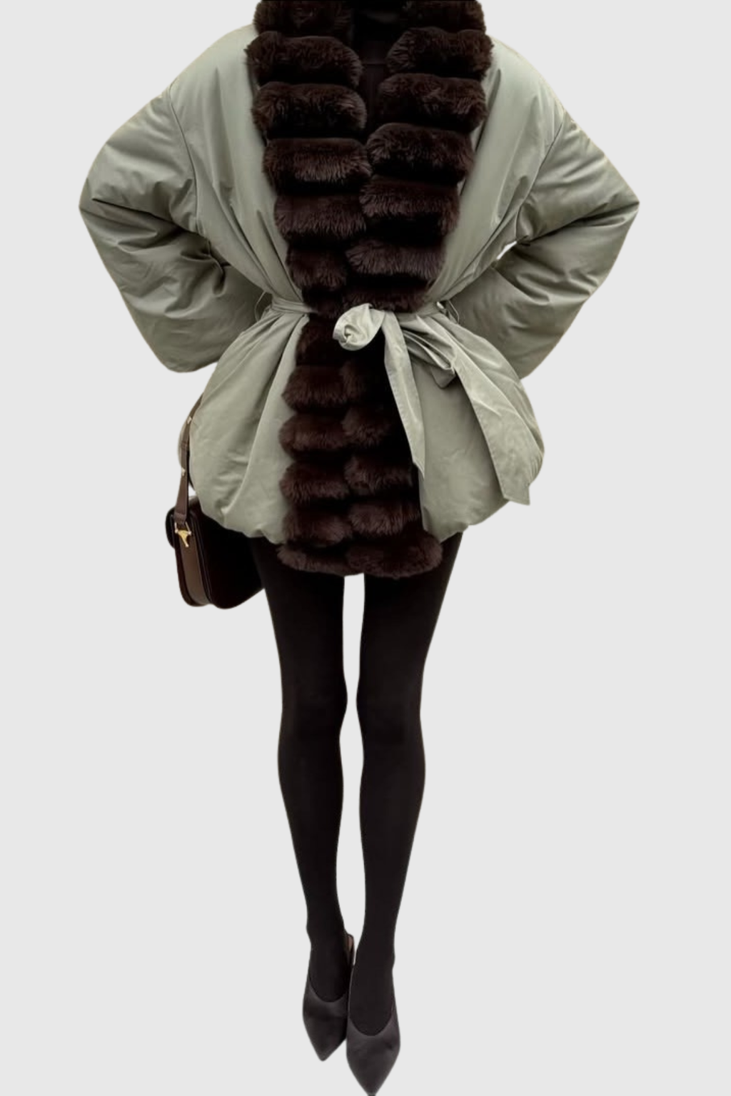 Aelano Faux Fur Collar Coat