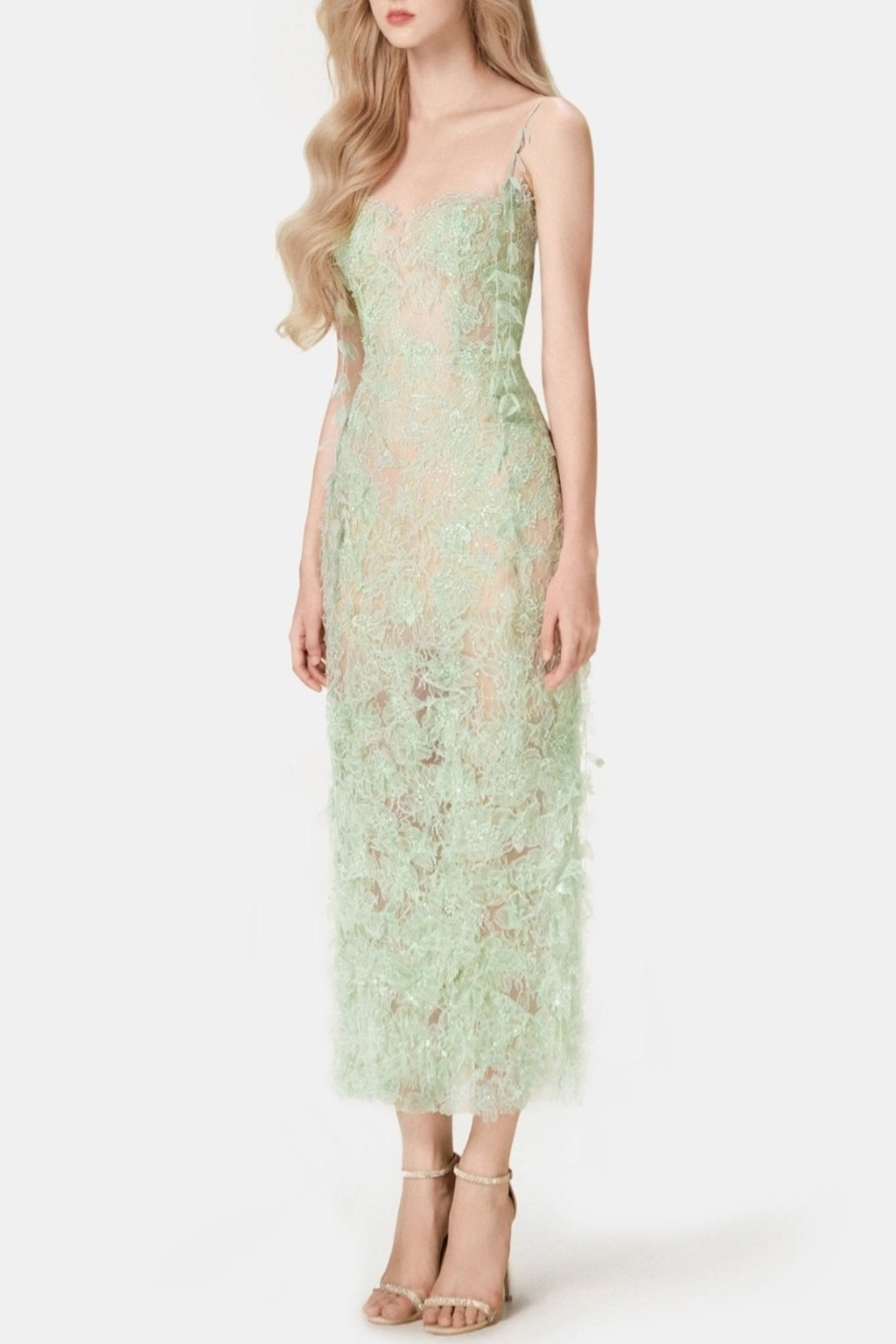 Ahava Floral Lace Midi Dress - Green