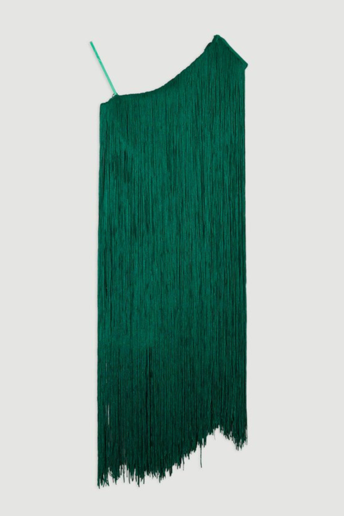 Aimee Bandage One Shoulder Fringe Mini Knit Dress - Green