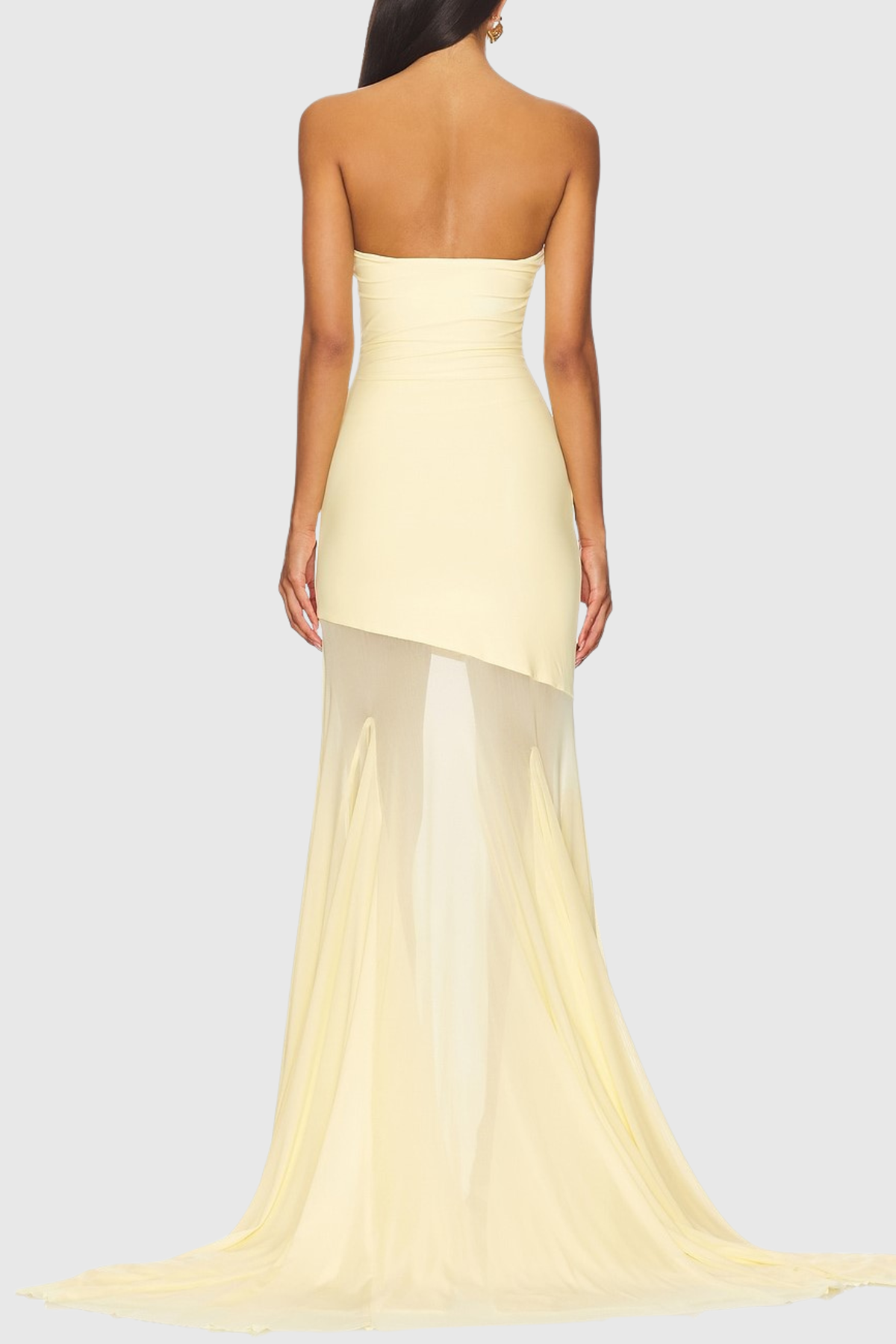 Alberto Strapless Mesh Maxi Dress - Yellow