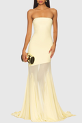 Alberto Strapless Mesh Maxi Dress - Yellow