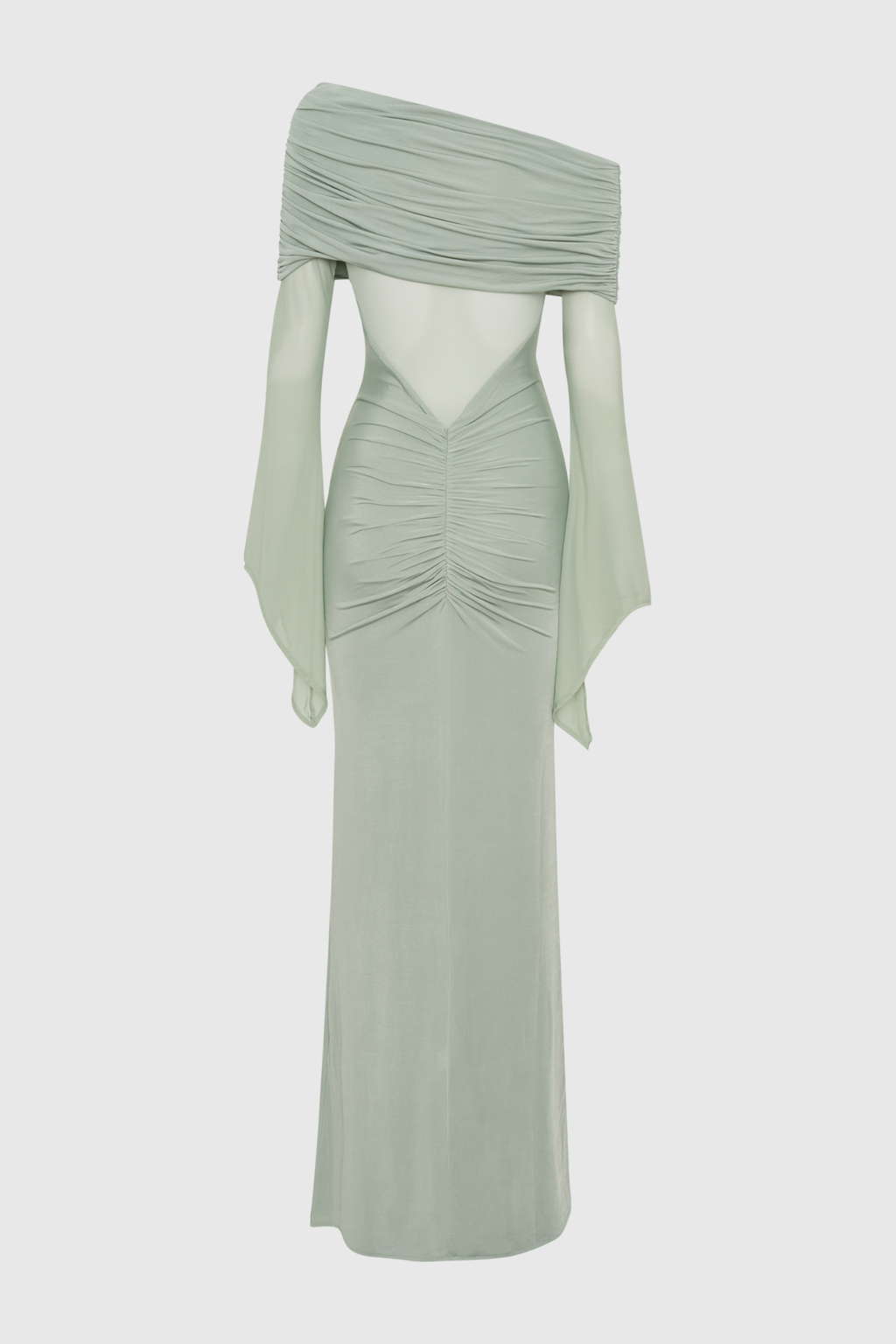 Aletris Off Shoulder Mesh Maxi Dress - Green