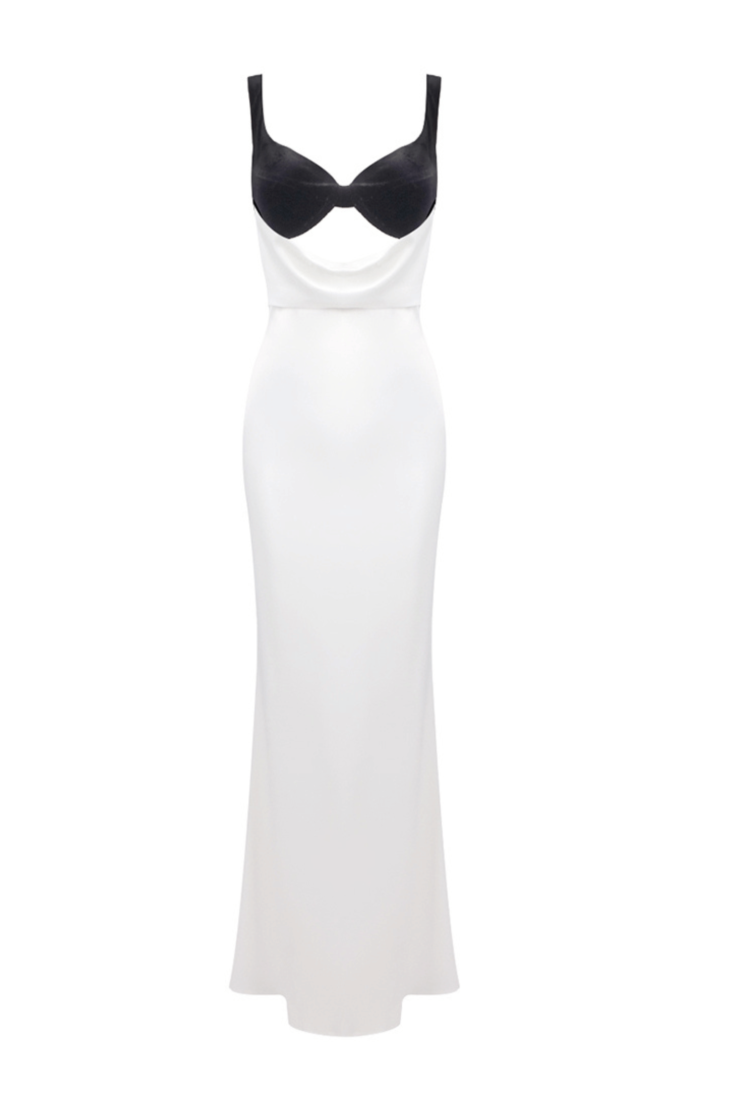 Alfredo Satin Cutout Velvet Maxi Dress - White