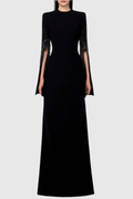 Almono Crystal Embellished Slit-sleeve Maxi Dress