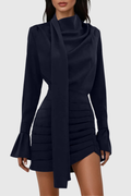 Alvin Satin Scarf Ruched Mini Dress