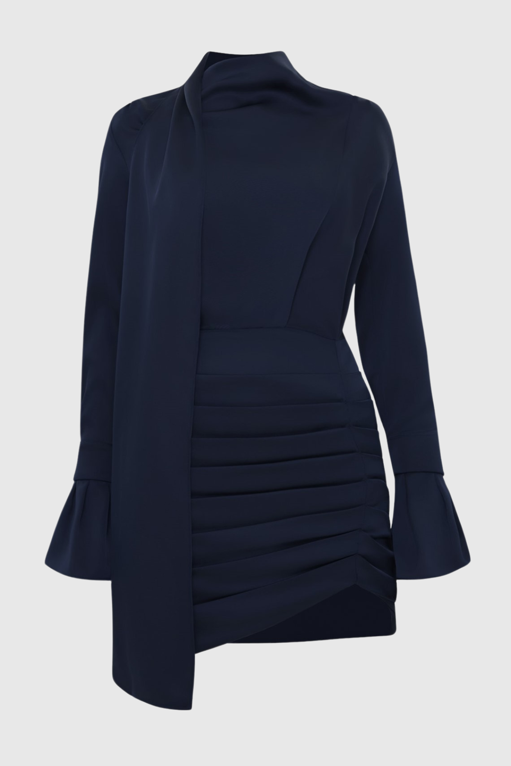 Alvin Satin Scarf Ruched Mini Dress