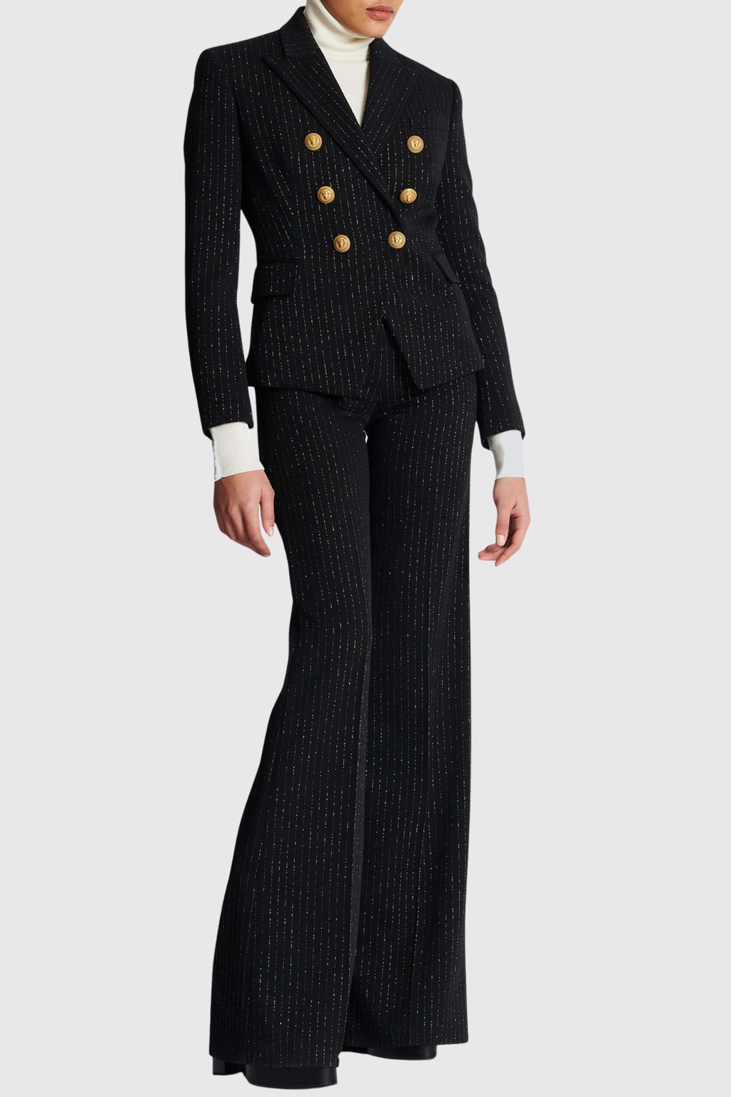 Amira Pinstripe Buttoned Blazer & Pants Set
