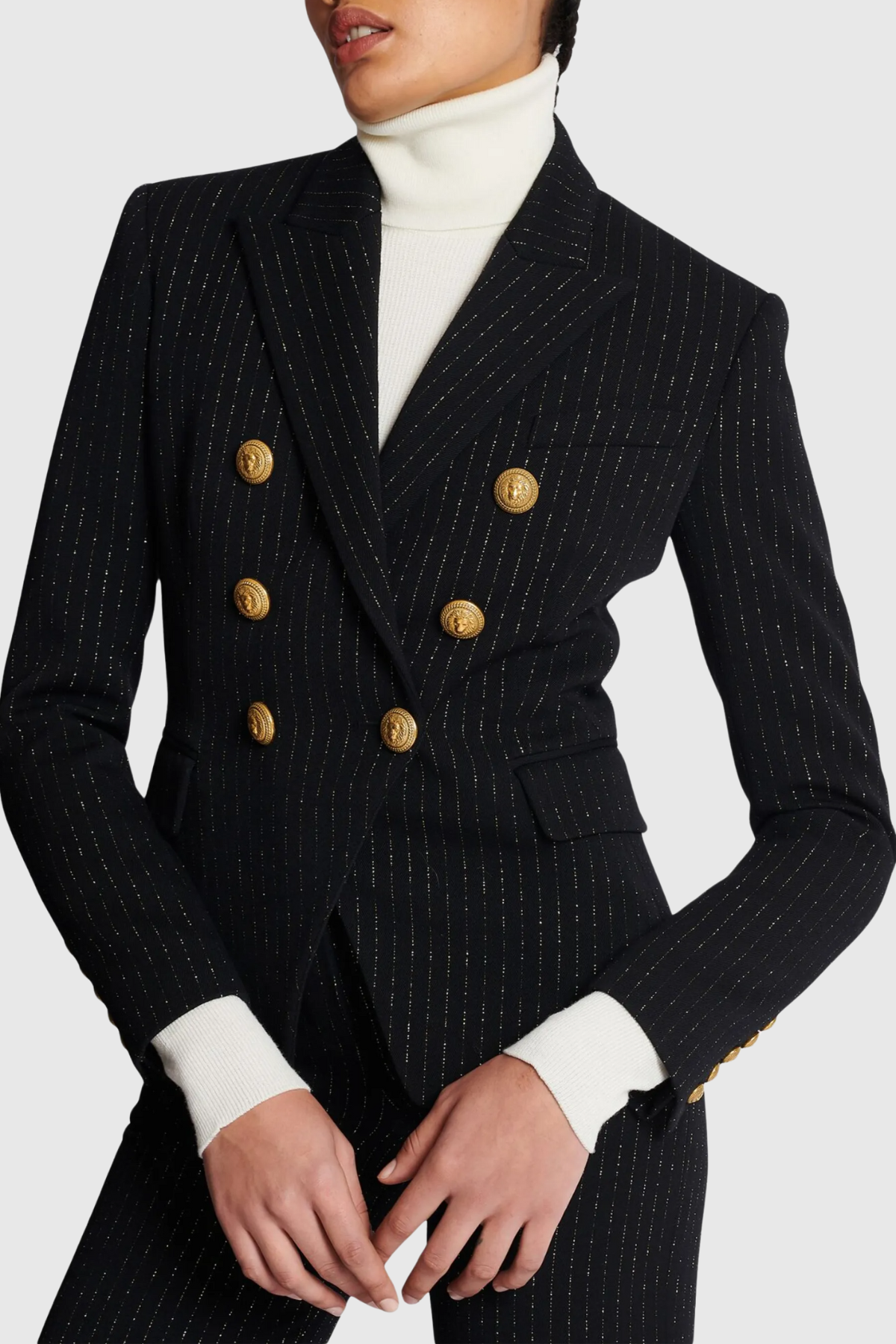 Amira Pinstripe Buttoned Blazer & Pants Set