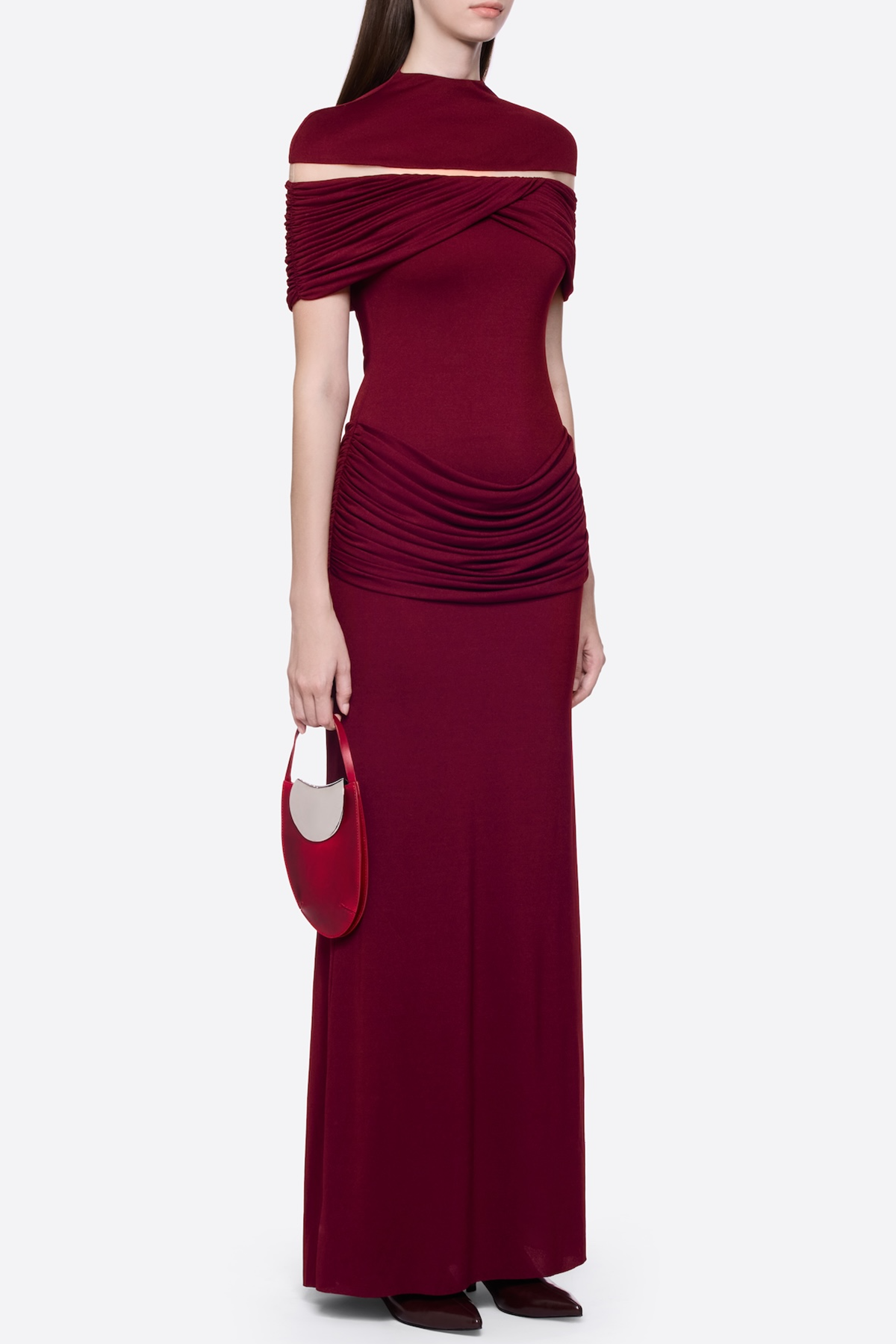 Amoda Cutout Ruched Maxi Dress - Wine