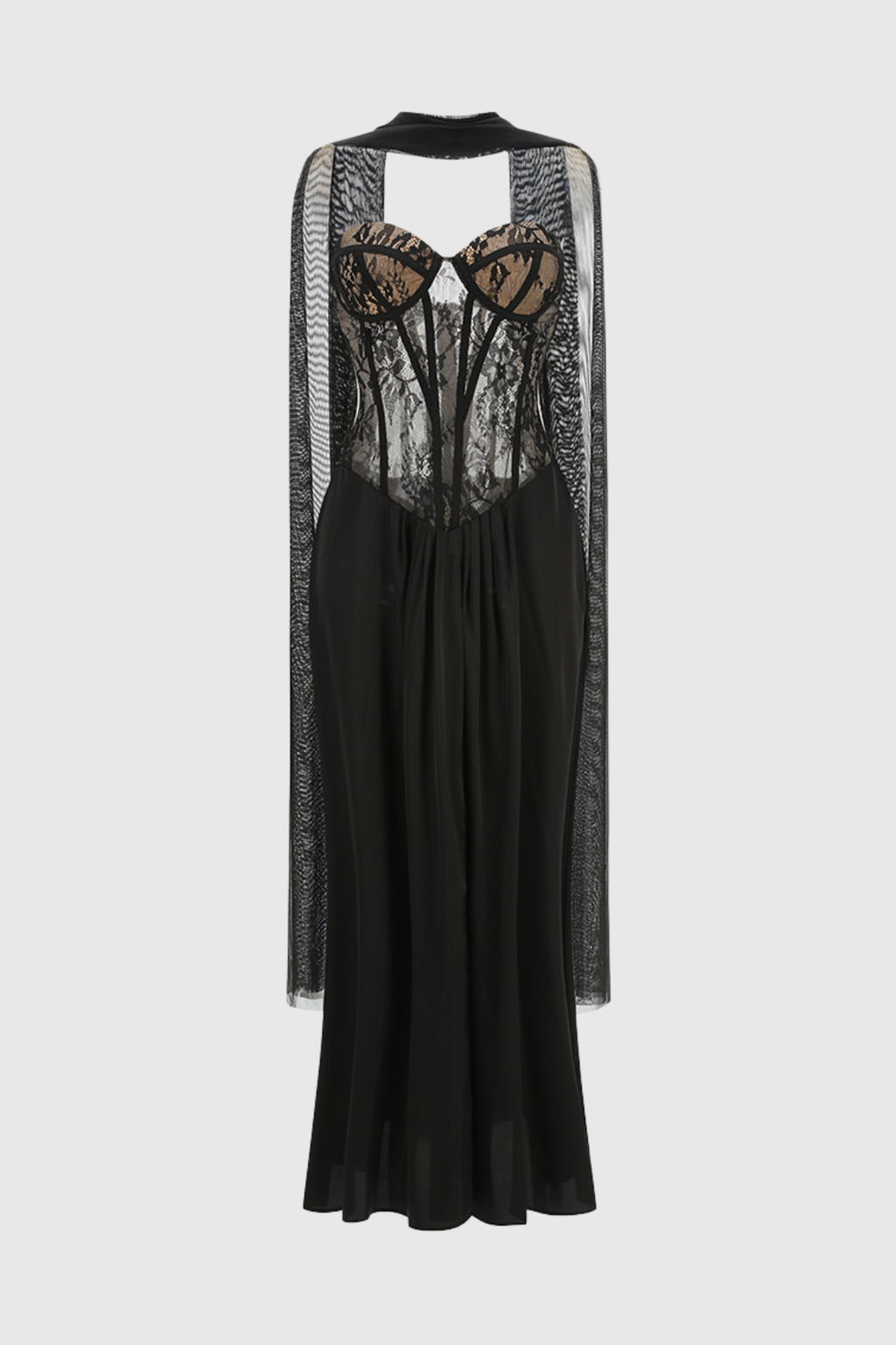 Eeroa Strapless Lace Scarf  Maxi Dress