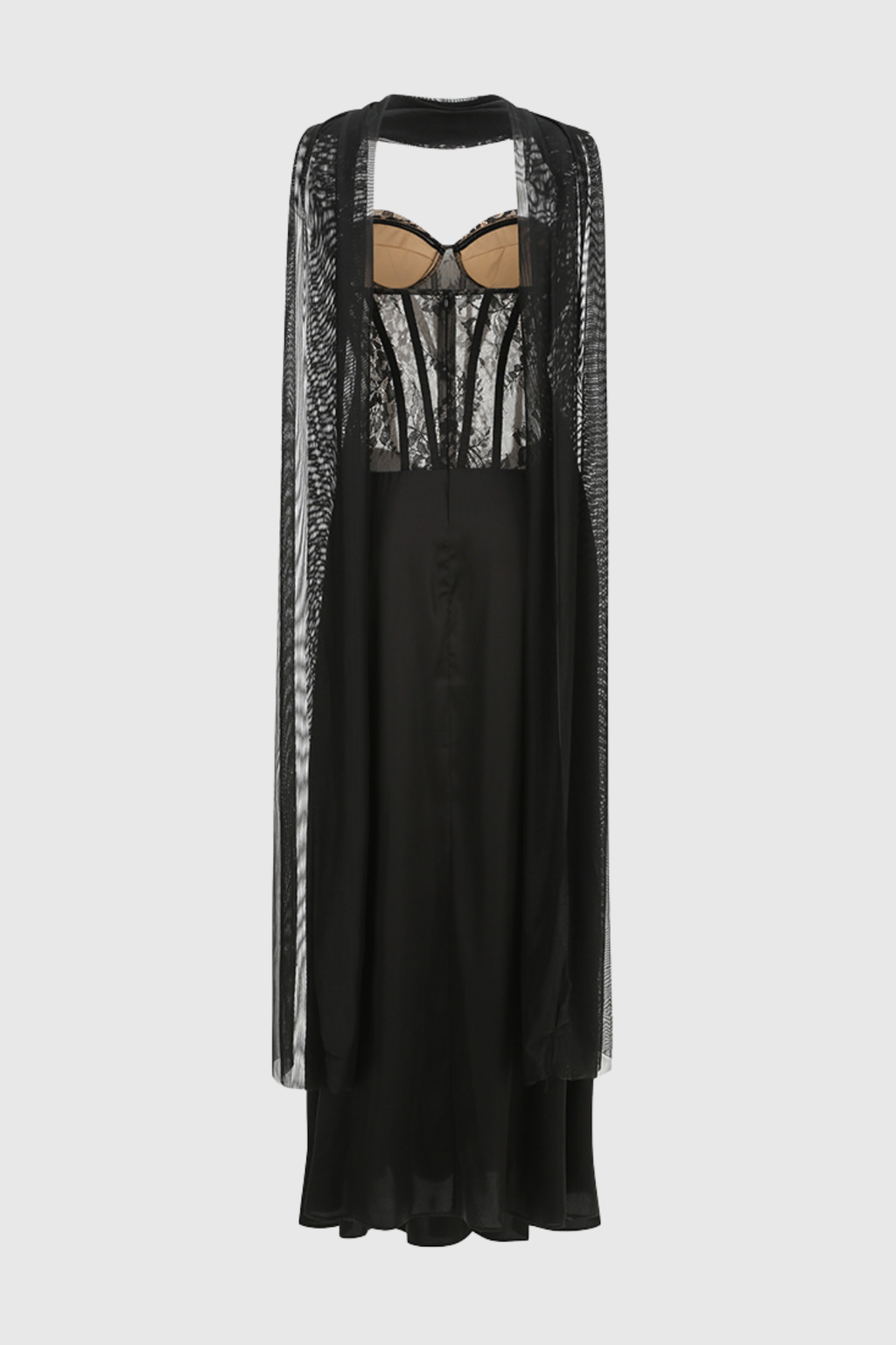 Eeroa Strapless Lace Scarf  Maxi Dress