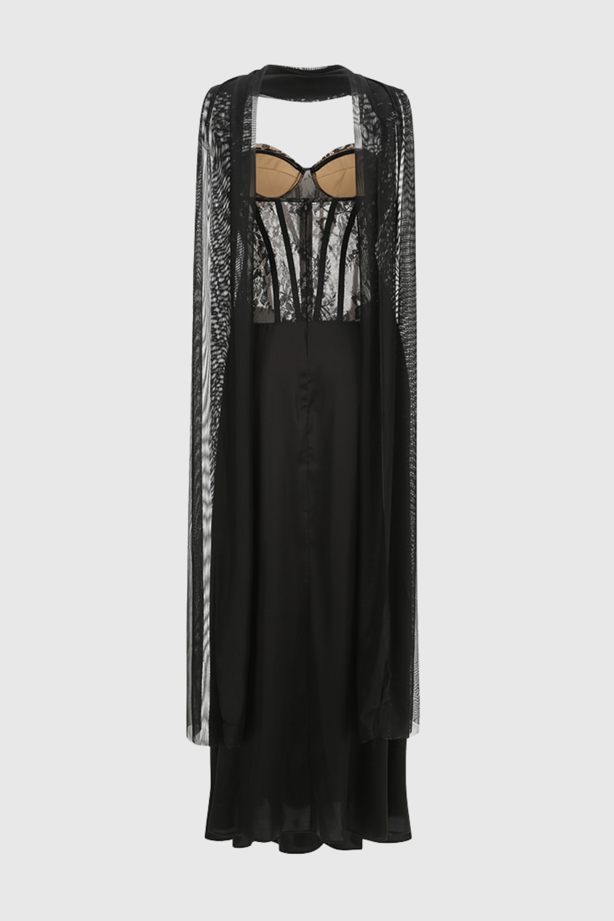 Eeroa Strapless Lace Scarf  Maxi Dress