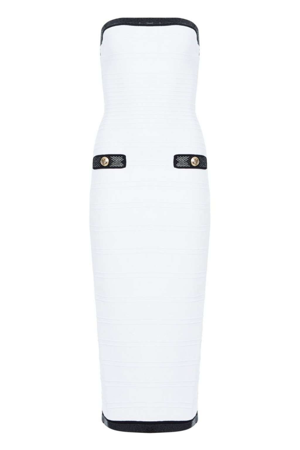 Anklyn Ribbed Strapless Midi Bandage Dress