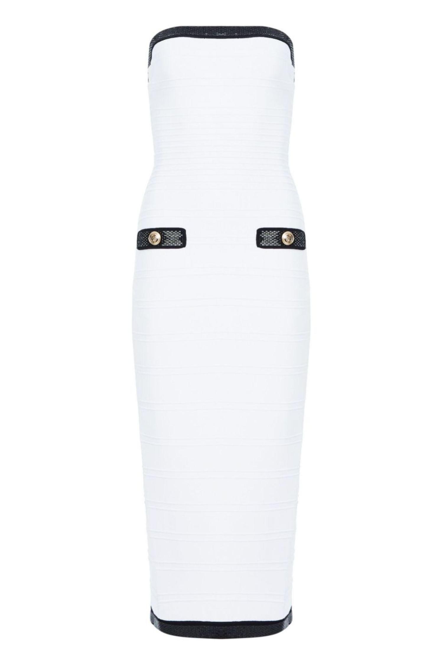 Anklyn Ribbed Strapless Midi Bandage Dress