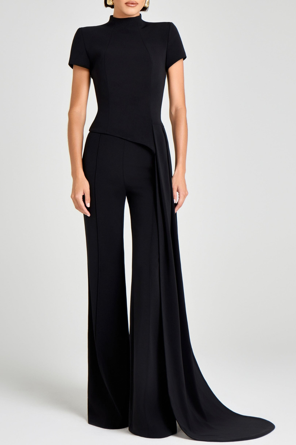 Aro Sculpted High Neck Pants Set - Black