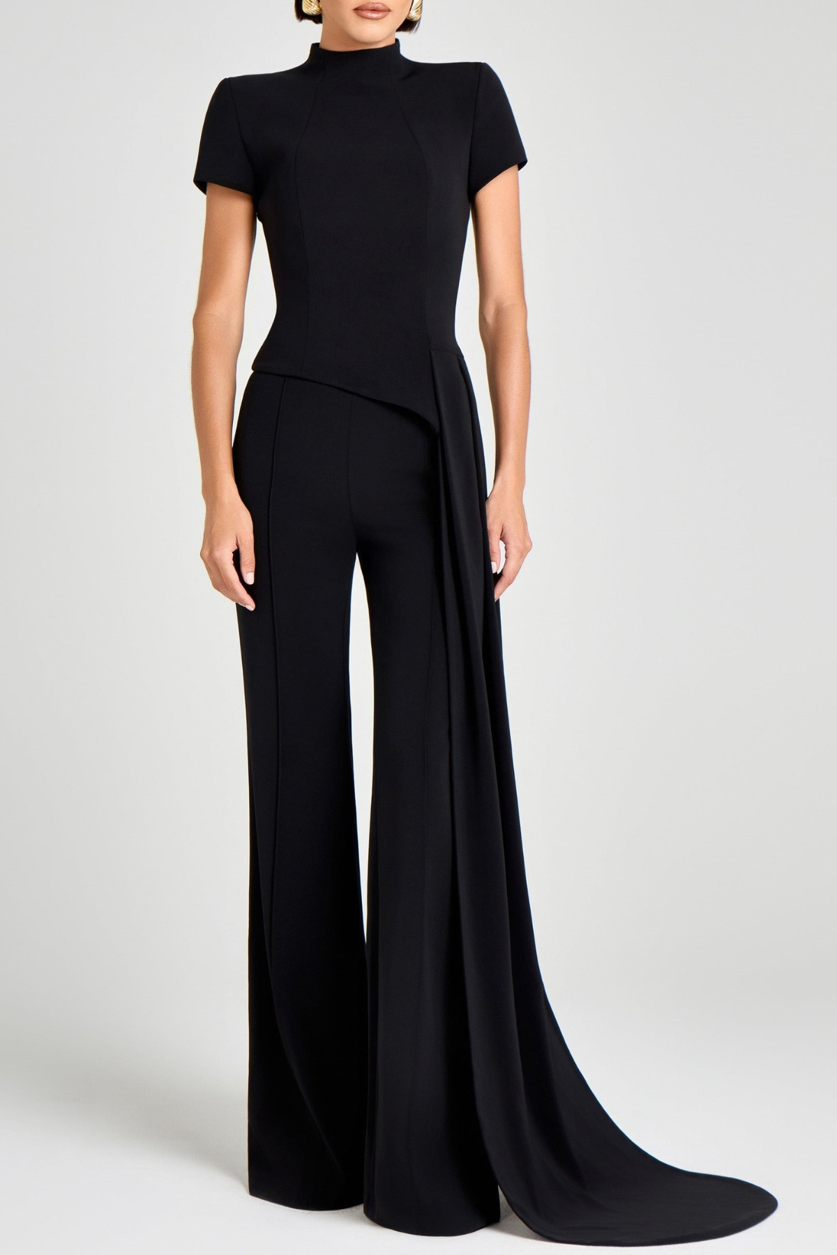 Aro Sculpted High Neck Pants Set - Black