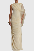 Arta Asymmetrical Ruched Maxi Dress - Yellow