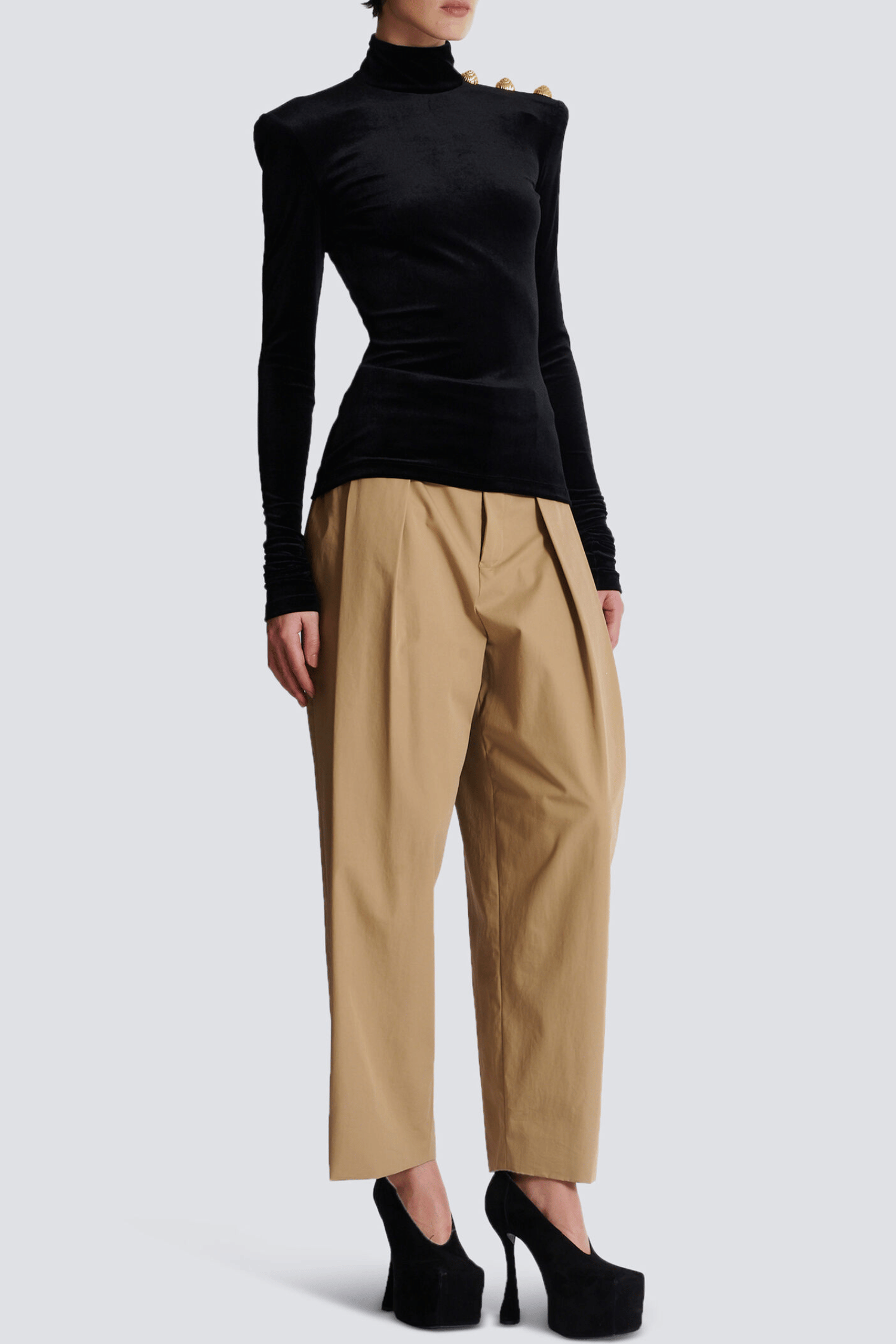 Asina Velvet Gold Buttoned Top