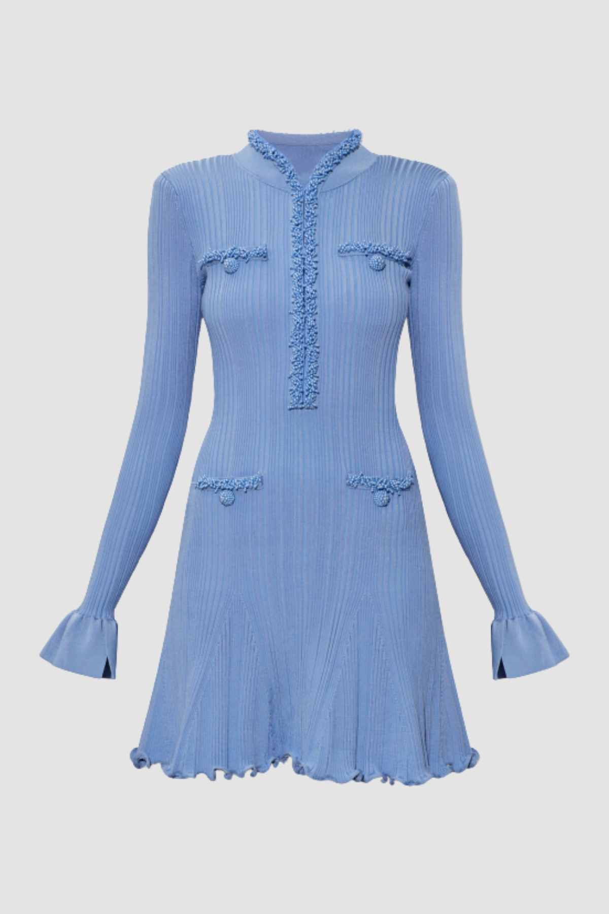 Austio Pearl Trim Knit Mini Dress
