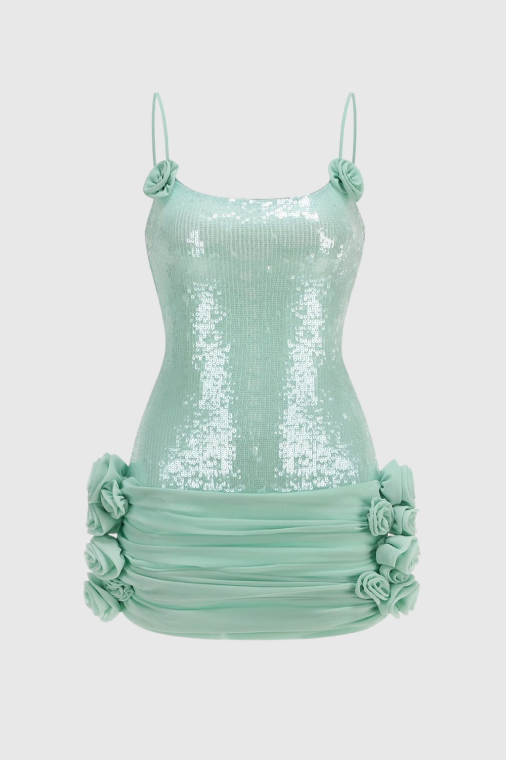 Azadeh Foral Sequin Ruched Mini Dress