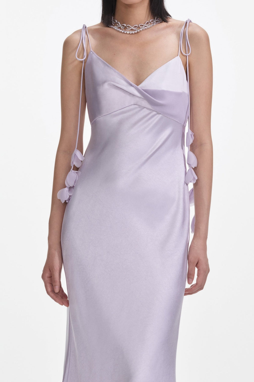 Bahari Floral Ribbon Satin Maxi Dress