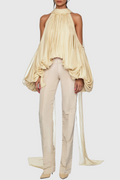 Benico Ruched Cutout Top - Yellow