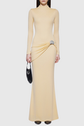 Betsey Dreaped Metal Embellished Maxi Dress - Yellow