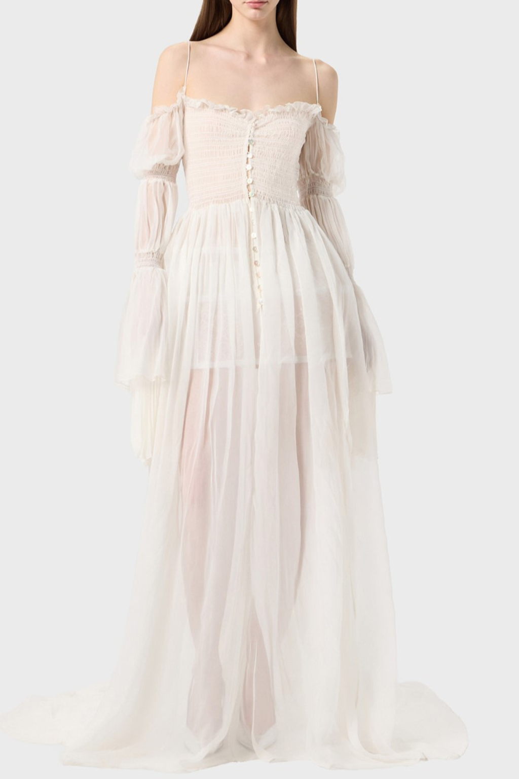 Biedo Off Shoulder Chiffon Maxi Dress