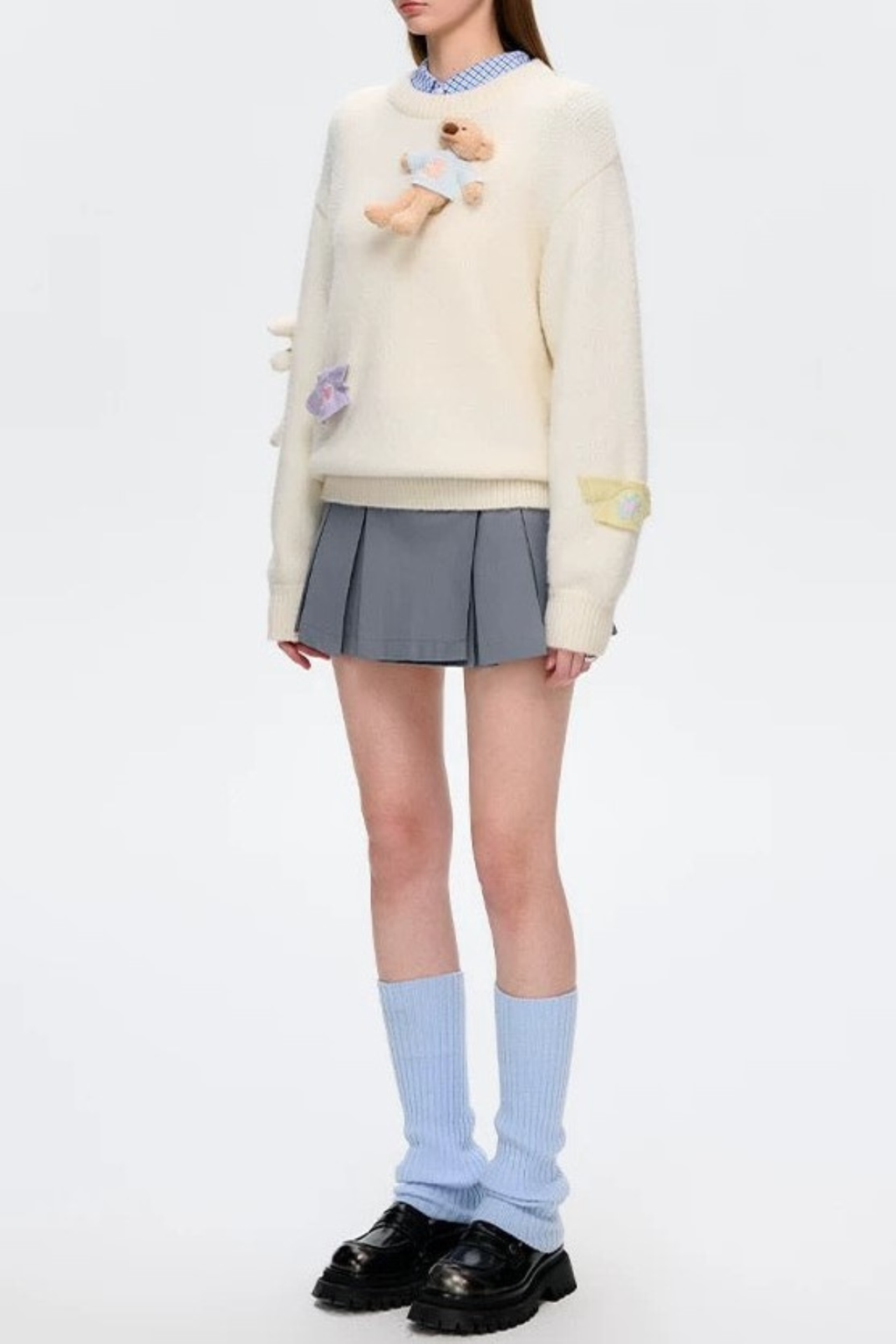 Brasa 3D Bear Sweater - White