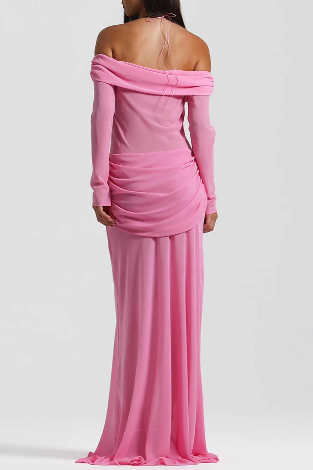 Burra Off Shoulder Knot Cutout Maxi Dress - Pink