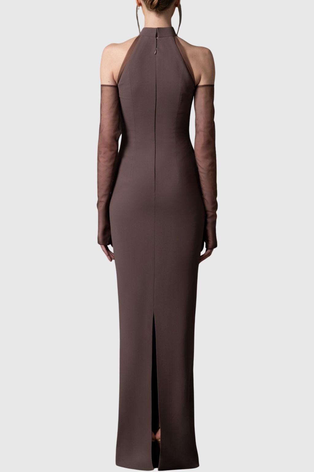 Caldsa Crystal Embellished Mesh Cutout Maxi Dress