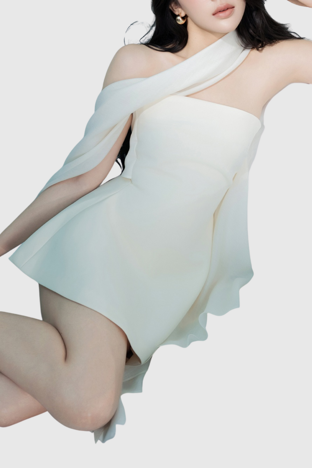 Calwa Scarf Strapless Flare Mini Dress