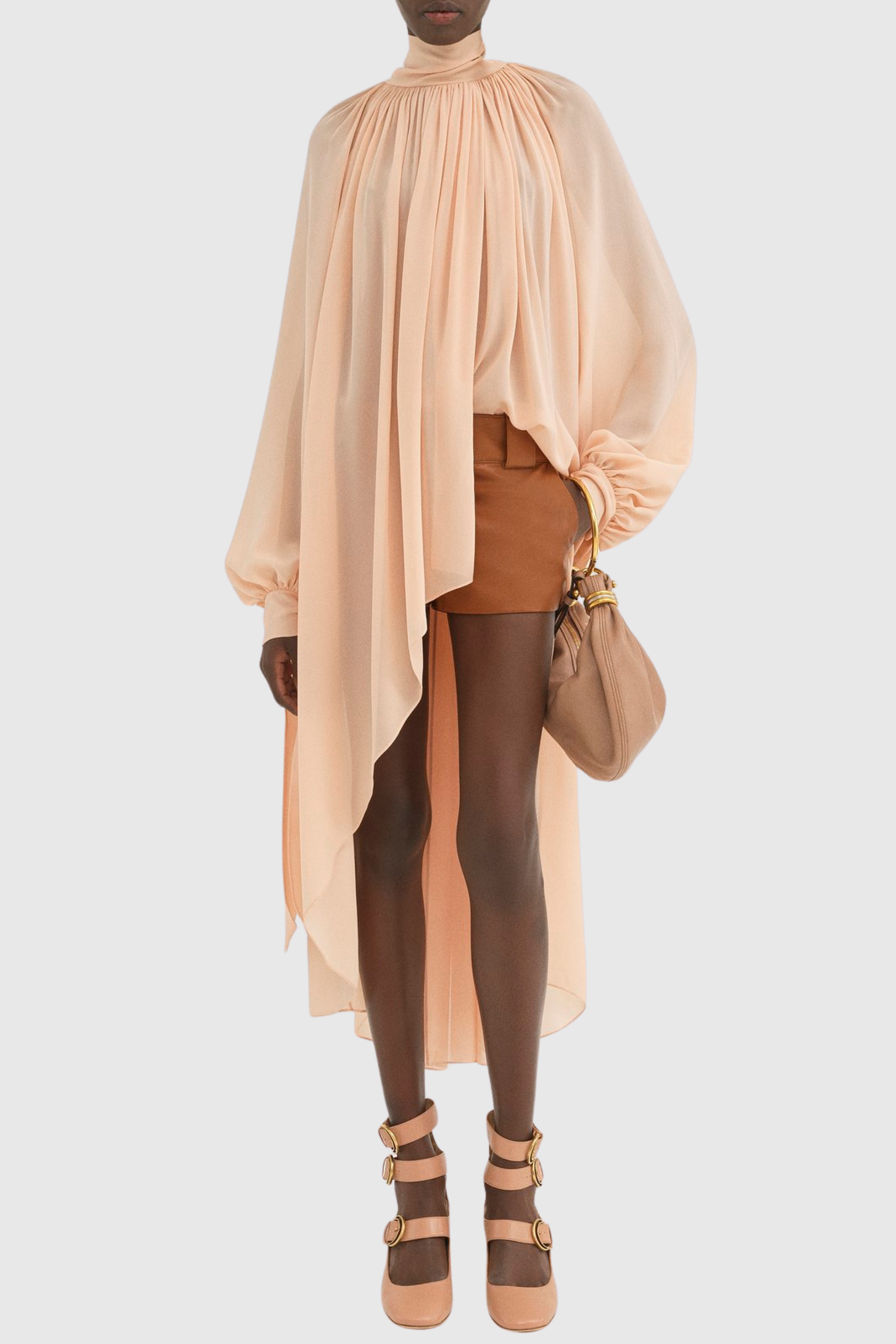 Carii Ruched Blouse - Beige