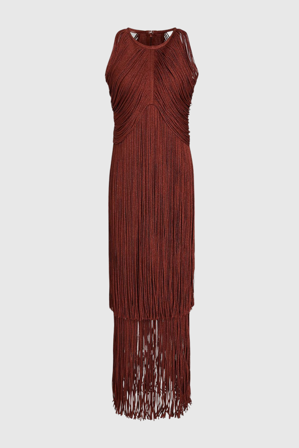 Carina Halter Fringe Maxi Bandage Dress - Brown