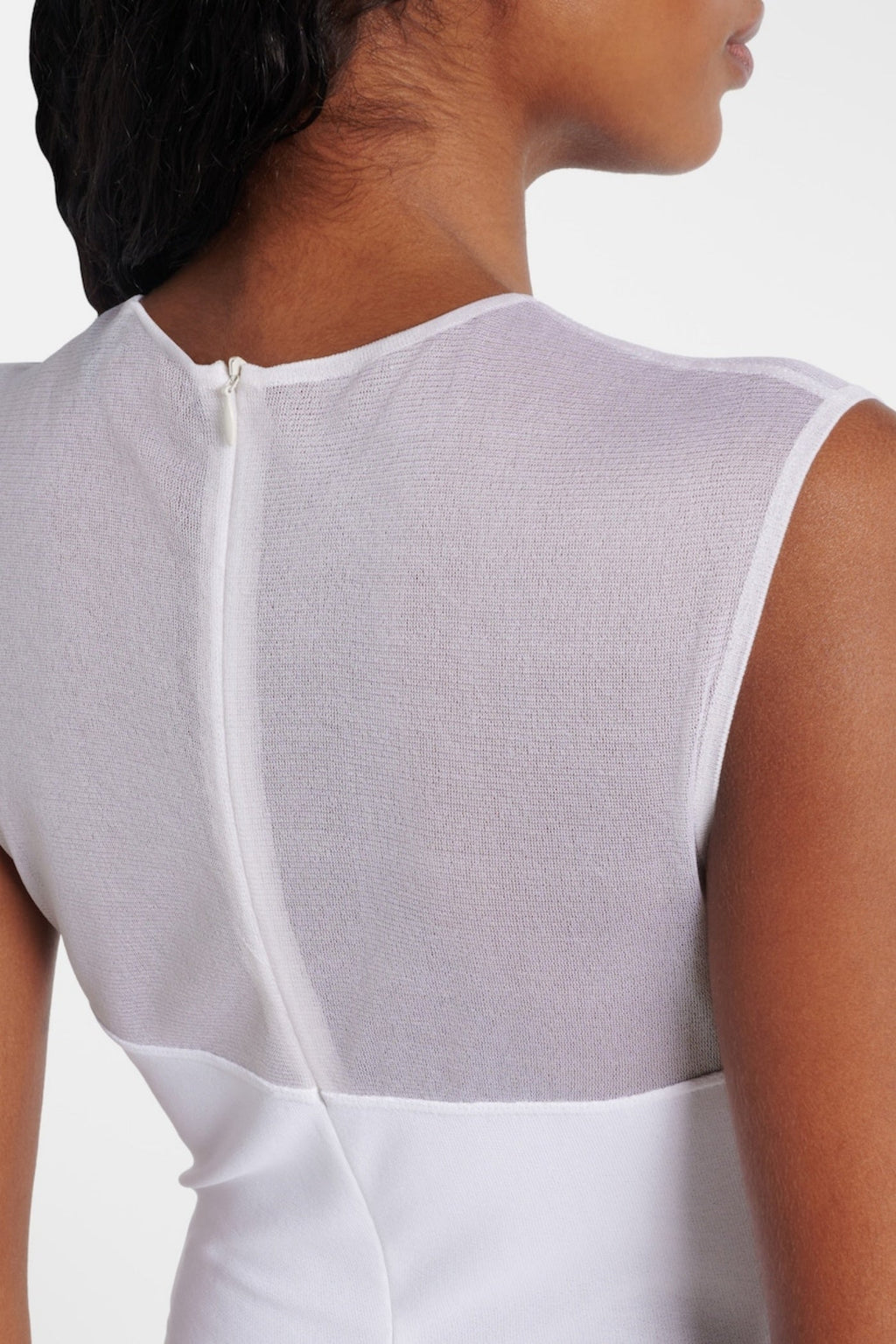 Carmina Mesh Paneled Maxi Bandage Dress - White
