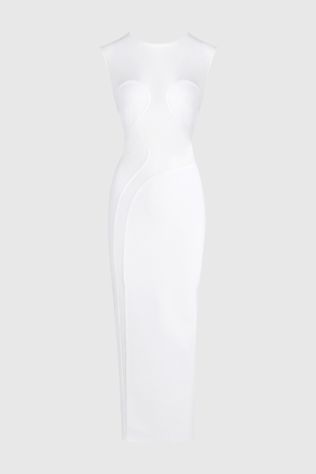 Carmina Mesh Paneled Maxi Bandage Dress - White
